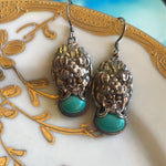 Turquoise Dragon Earrings - Sterling Silver - Vintage