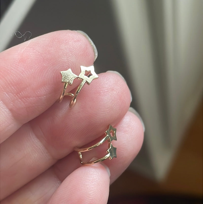 Star Hoop Earrings - 9k Gold - Vintage