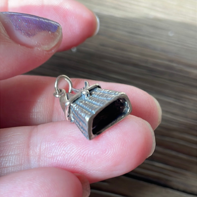 Fish Basket Charm - Sterling Silver - Vintage