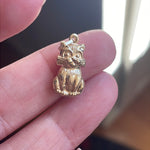 Puffy Cat Pendant - 9k Gold - Vintage