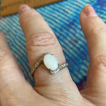 Opal Diamond Bypass Ring - 10k Gold - Vintage