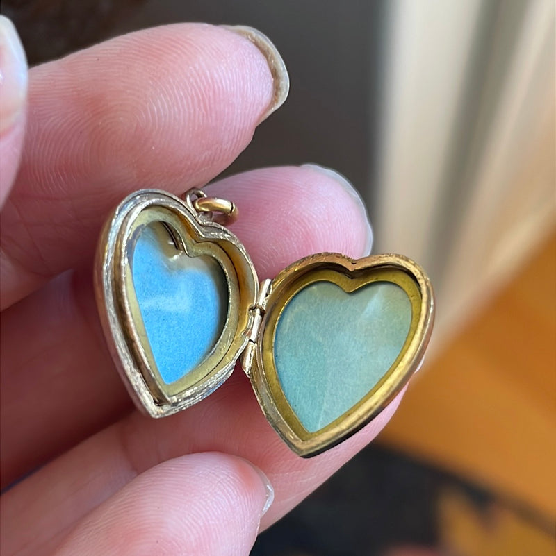 Engraved Heart Locket - Gold Filled - Vintage