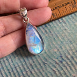 Moonstone Teardrop Pendant - Closed Back - Sterling Silver - Modern