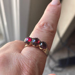 Garnet Trilogy Ring - 14k Gold - Antique