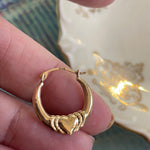 Heart Hoop Earrings - 14k Gold - Vintage