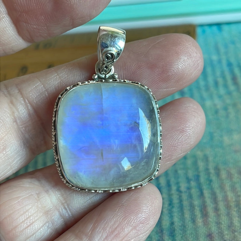 Moonstone Pendant - Sterling Silver - Modern