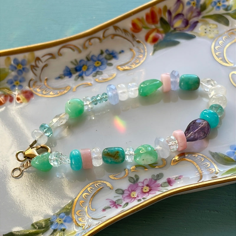 Gemstone Candy Bracelet - Gold Filled - Handmade