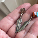 Inlay Feather Earrings - Sterling Silver - Vintage