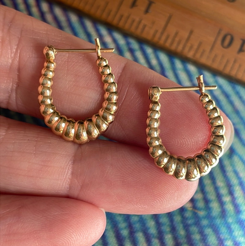 Bubble Hoop Earrings - 14k Gold - Vintage