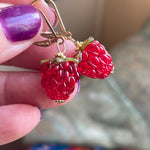 Ruby Glass Berry Earrings - Gold Filled - Handmade