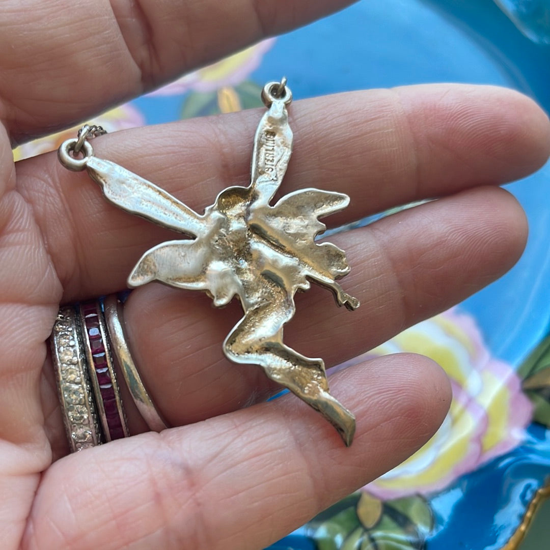 Fairy Necklace Sterling Silver Nouveau Vintage – Vintage