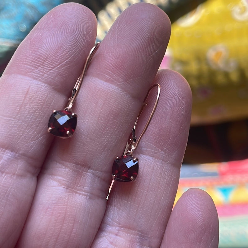 Garnet Earrings - 10k Rose Gold - Vintage