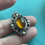 Amber Pendant - Sterling Silver - Vintage - As Is