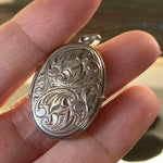 Engraved Locket - Sterling Silver - Vintage