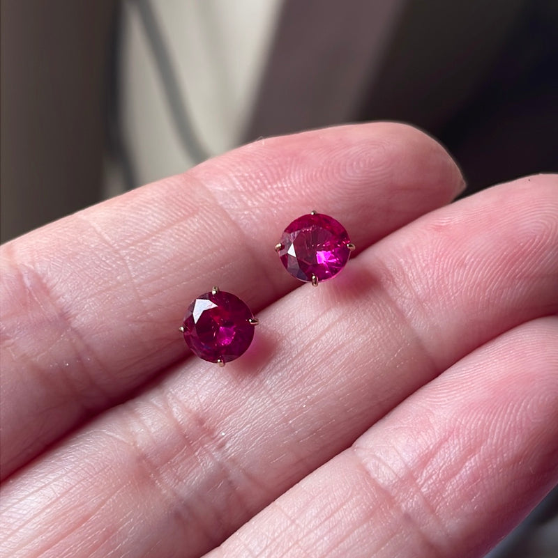 Ruby Earrings - 10k Gold - Vintage