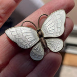 Enamel Butterfly Brooch - Sterling Silver - Denmark - Volmer Bahner - Vintage