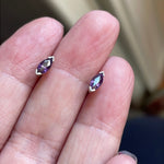 Amethyst Navette Stud Earrings - Sterling Silver - Vintage