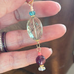 Gemstone Pendant - Prasiolite, Fluorite, Moonstone, Apatite and Coral - Gold Filled - Handmade