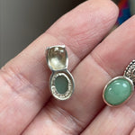 Jade Earrings - Engraved -Sterling Silver - Vintage