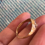 Opal Amethyst Scroll Ring - 9k Gold - Vintage