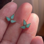 Turquoise Inlay Stud Earrings - Sterling Silver - Vintage