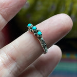 Turquoise Starry Band - Sterling Silver - Native American - Navajo - Vintage