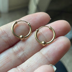 Bead Hoop Earrings - 9k Gold - Vintage