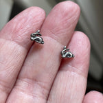 Tiny Rabbit Stud Earrings - Sterling Silver - Vintage