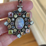 Moonstone Multistone Pendant - Sterling Silver - Vintage