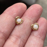 Opal Heart Earrings - 14k Gold - Vintage