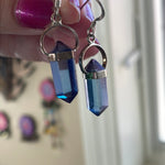 Point Crystal Earrings - Sterling Silver - Vintage