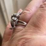 Articulated Rabbit Ring - Sterling Silver - Vintage