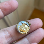 Puffy Moon Sun Pendant - 14k White and Yellow Gold - Vintage