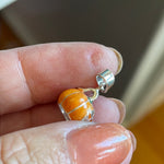 Enamel Pumpkin Pendant - Sterling Silver - Vintage