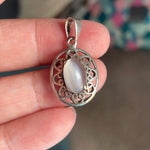 Moonstone Ornate Pendant - Sterling Silver - Vintage