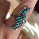 Turquoise Flourish Ring - Sterling Silver - Vintage