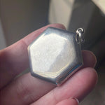 Hexigonal Flower Locket - Sterling Silver - Vintage