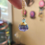 Carved Fluorite Pumpkin Necklace - Gold Filled - Handmade