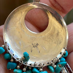 Engraved Turquoise Pendant - Sterling Silver - Vintage