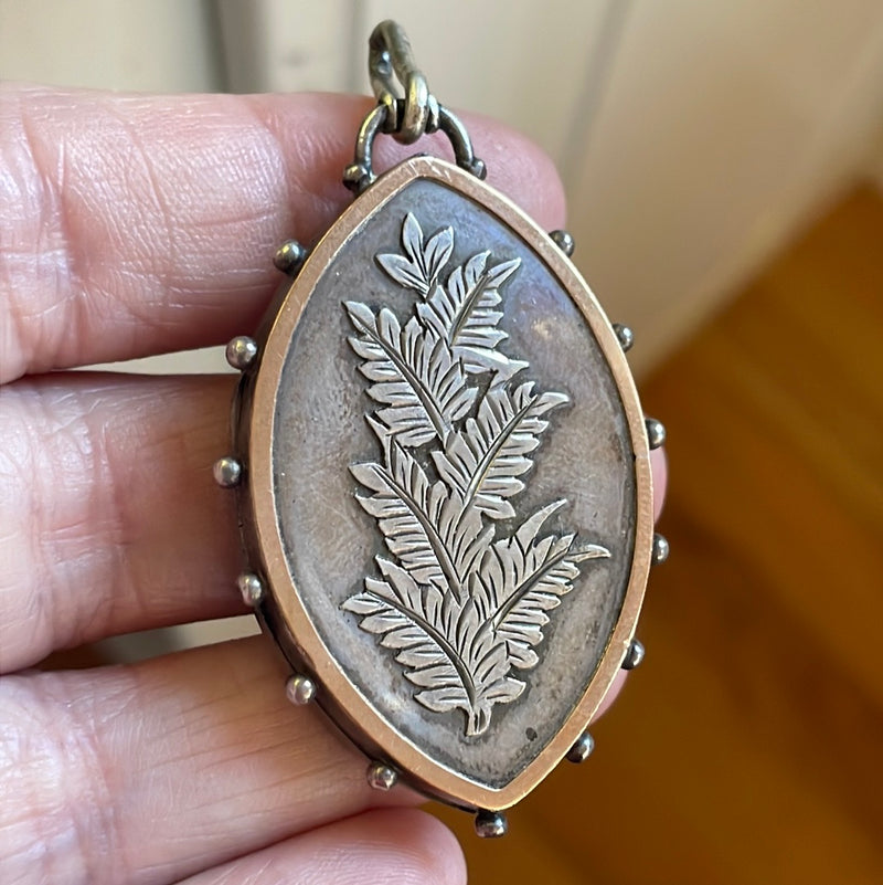 Leaf Locket - Sterling Silver - Antique