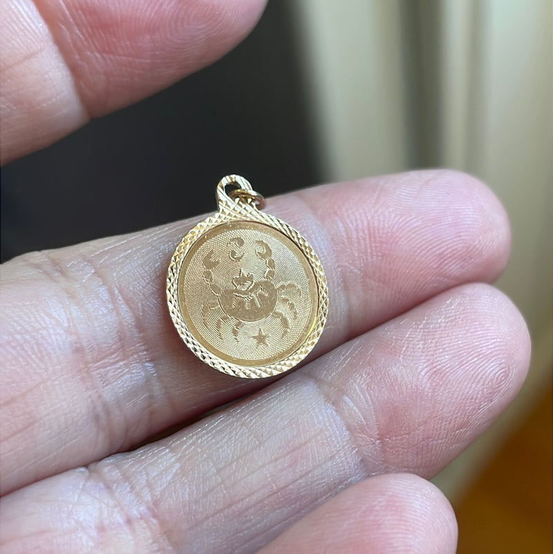 Cancer Crab Zodiac Pendant - 10k Gold - Vintage