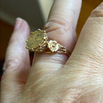 Sagittarius Ring - Zodiac Ring - Flower Shoulders - 14k Gold - Vintage