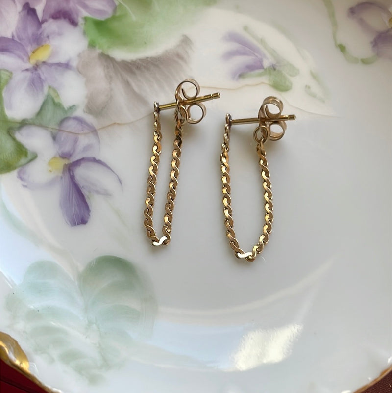 Chain Drop Earrings - 14k Gold - Vintage