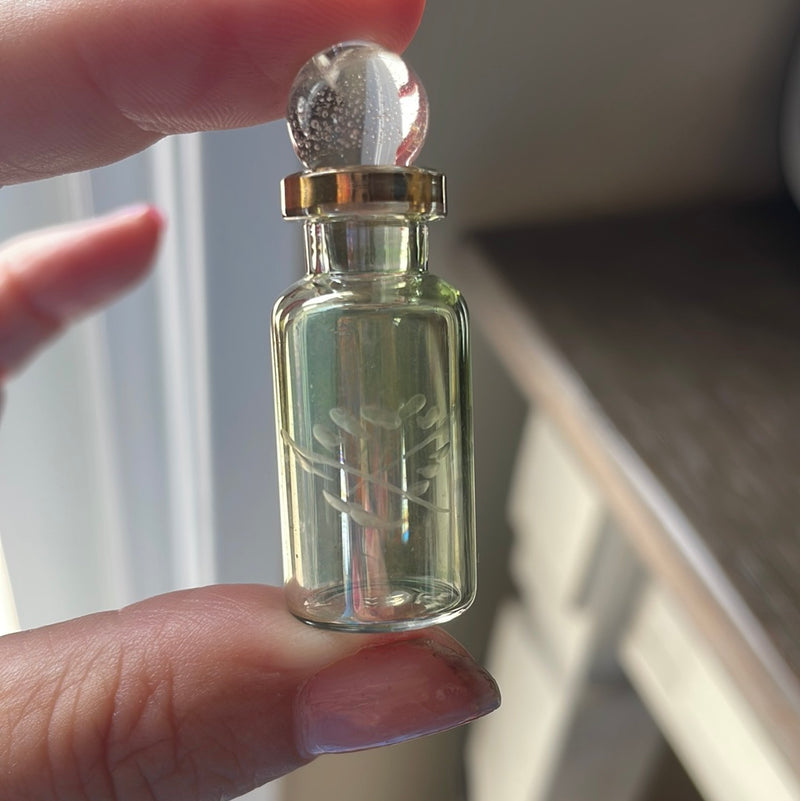 Mini Glass Bottle - Green - Vintage