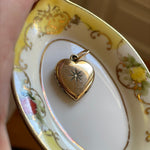 Heart Star Locket - Paste - Gold Filled - Vintage