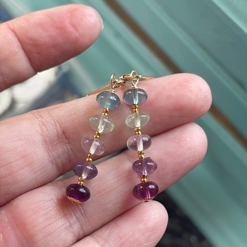 Ocean Rainbow Earrings - Fluorite - Gold Filled - Handmade