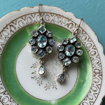 Blue Topaz Cluster Earrings - Sterling Silver - Vintage