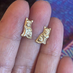 Cat Stud Earrings - 10k Gold - Vintage