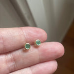 Emerald Round Earrings - 14k Gold - Vintage