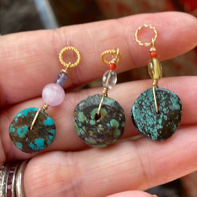 Turquoise Talismanic Pendants - Gemstones - Gold Filled - Handmade (sold individually)